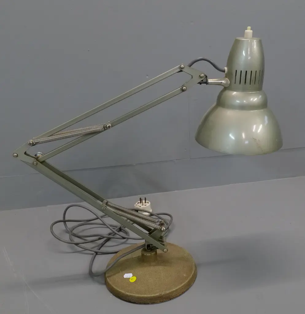 grey Gartner Superluxe AKL anglepoise lamp - some pitting to base - spun metal shade diameter 170 Image 1++