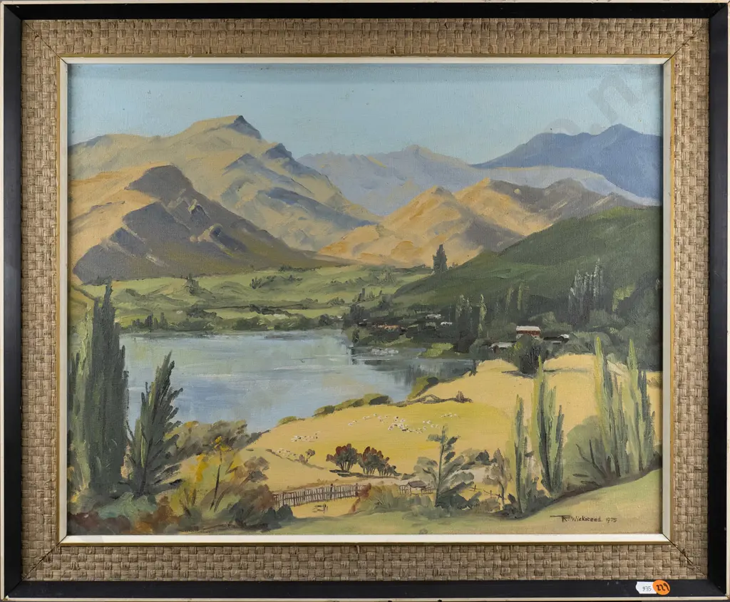 R Wicksteed '1975 -framed oil - Lake Hayes H-400 W-500 Image 1++