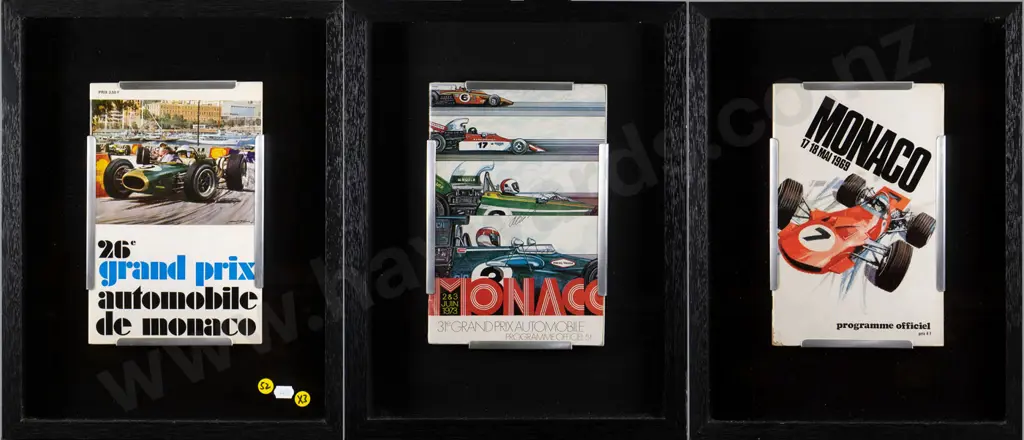 3x framed Monaco Grand Prix programs, 1968, 1969, 1973, Image 1++