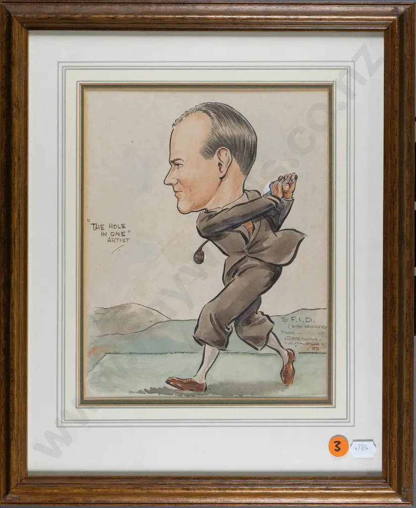 Gordon McIntyre '33 - framed watercolour "The Hole In One" H-210 W-170 Image 1++