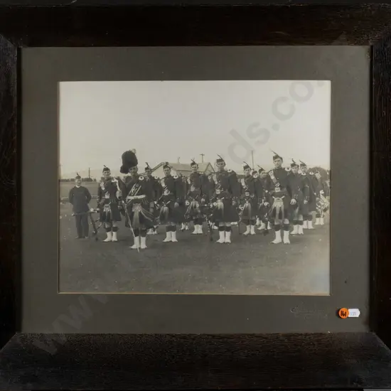 framed vintage black and white photograph - Scottish pipe band (slight fading) H-290 W-370
