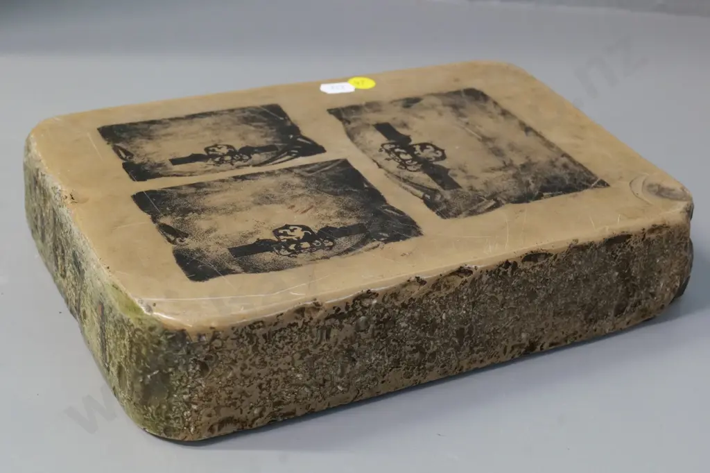 small lithography stone - 3 designs feature crest with lion L-270 W-190 Image 1++