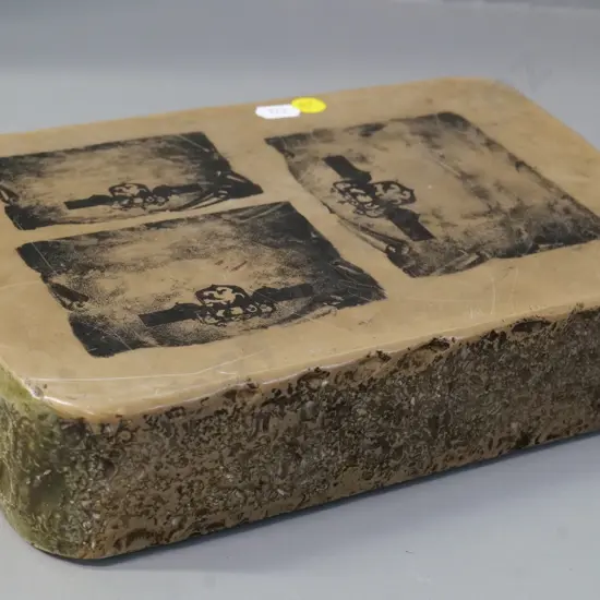 small lithography stone - 3 designs feature crest with lion L-270 W-190