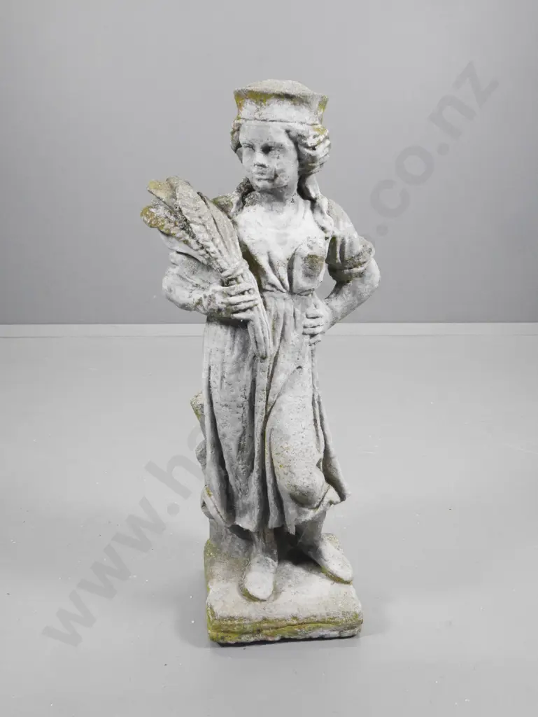 cast concrete garden ornament - woman with wheat sheaf H-800 W-340 Image 1++