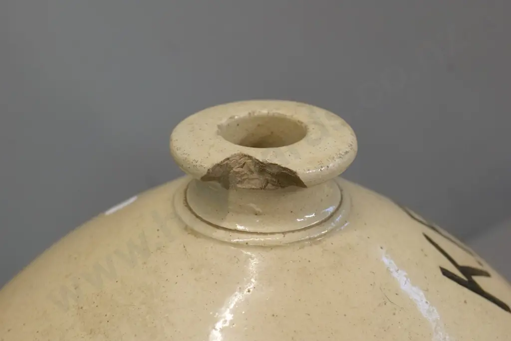 large narrow mouth stoneware crock with KP (Kempthorne-Prosser?) - chip to rim H-540 D-320 Image 1++