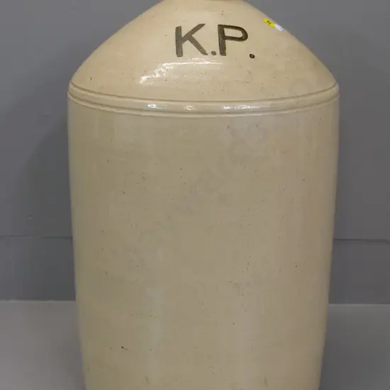 large narrow mouth stoneware crock with KP (Kempthorne-Prosser?) - chip to rim H-540 D-320