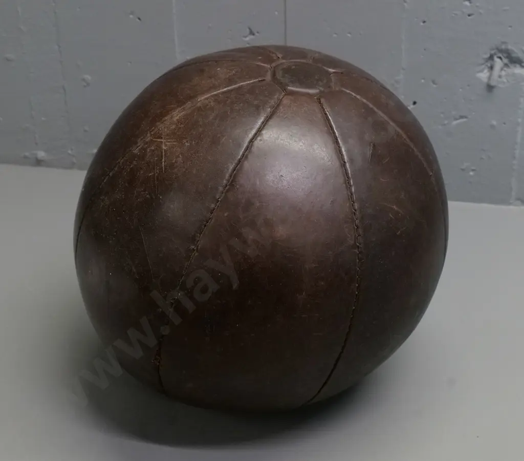 vintage leather covered medicine ball - diameter approx 300 Image 1++