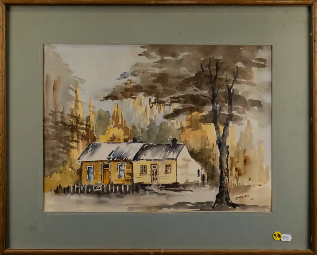 Joan Elder '81 - framed watercolour - country house H-280 W-30 Image 1++