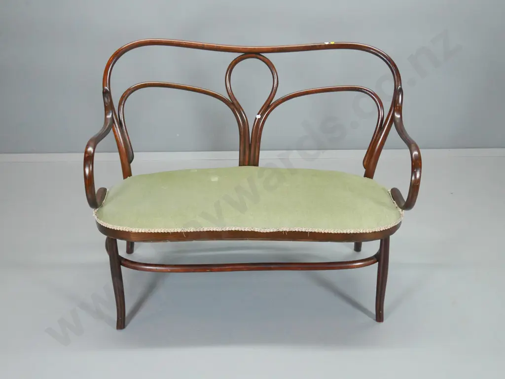 bentwood velvet upholstered 2 seater seat H-88. W-1060 D-530 Image 1++