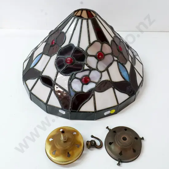 leadlight glass hanging light shade - with adapted fittings, no chain or light fitting H-200 Diameter 380