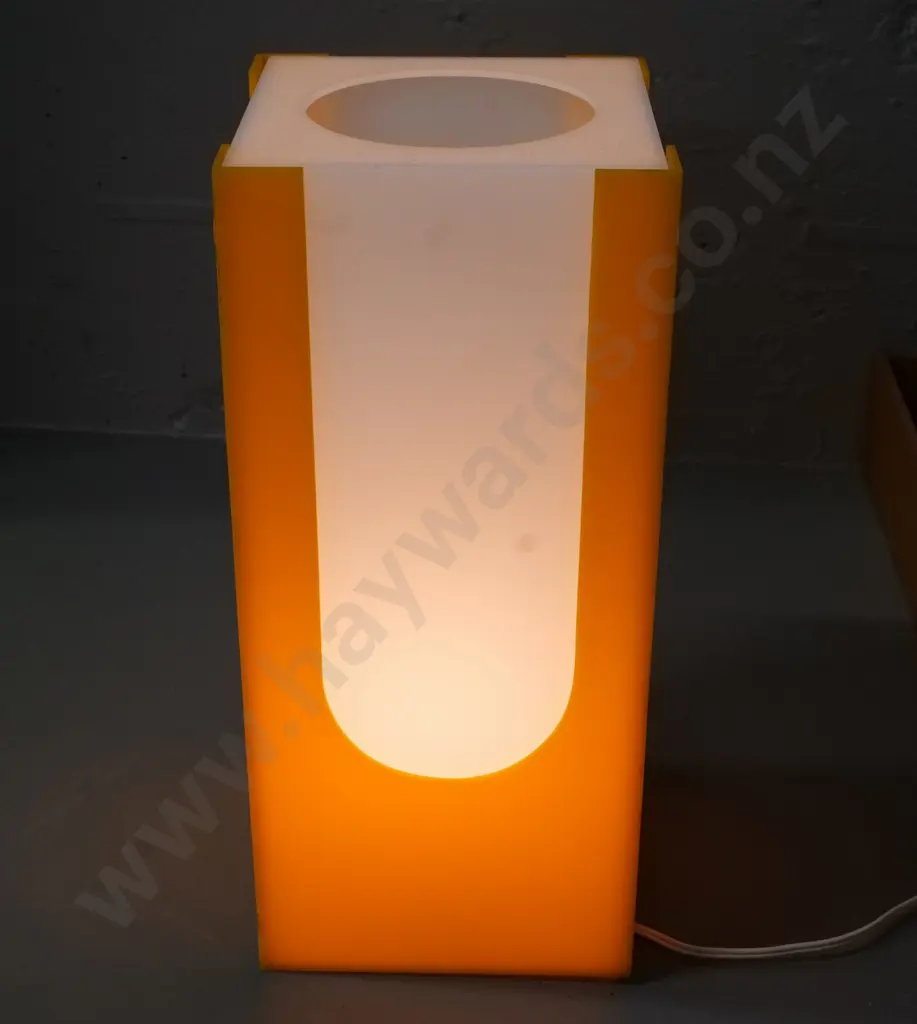 retro yellow & white perspex table lamp - missing feet, some damage H-370 170x170 Image 1++