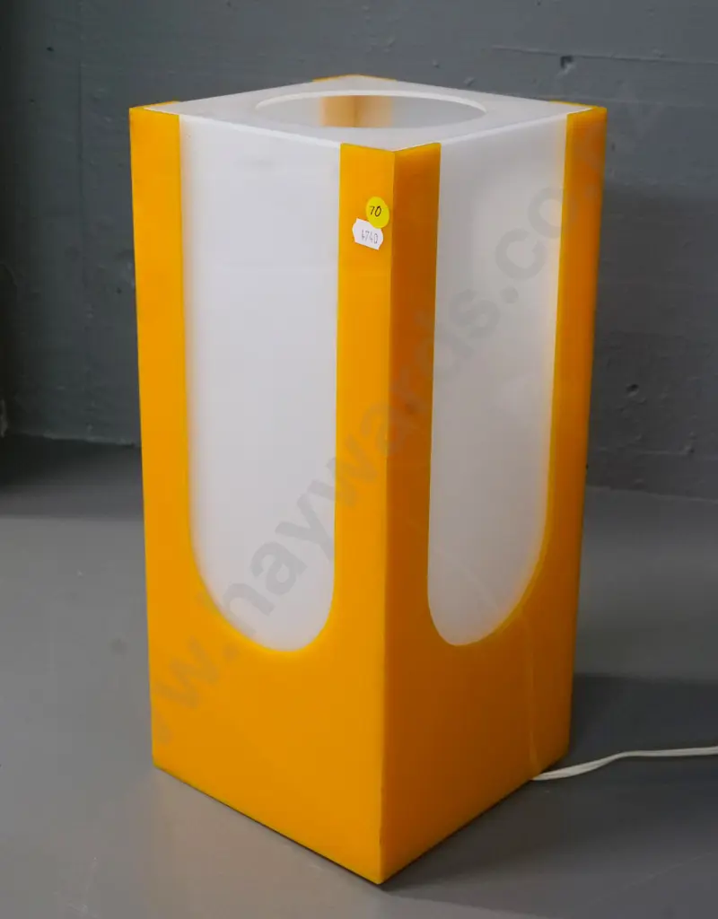 retro yellow & white perspex table lamp - missing feet, some damage H-370 170x170 Image 1++