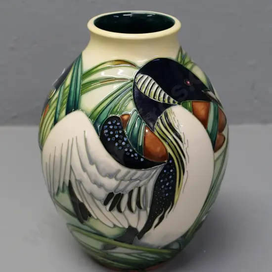 large Moorcroft loon motif vase, dated 2004 H-210