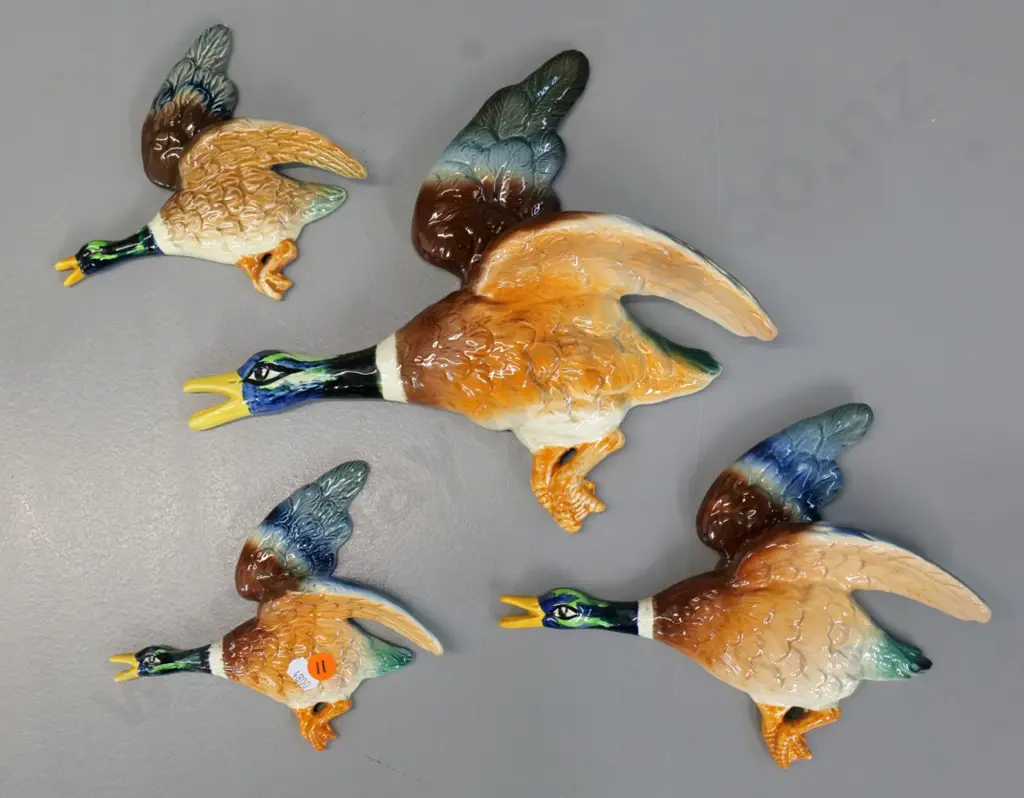 set of 4 Falconware wall hanging flying ducks - largest is H-270 L-300 Image 1++
