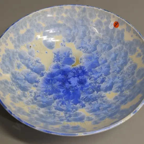 large David Williams studio pottery bowl with crystalline-effect glaze - diameter 315