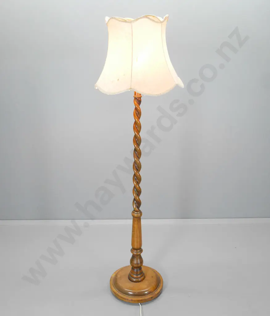 beech barley twist standard lamp - wear/damage to empire shade H-1800 shade D-530 Image 1++