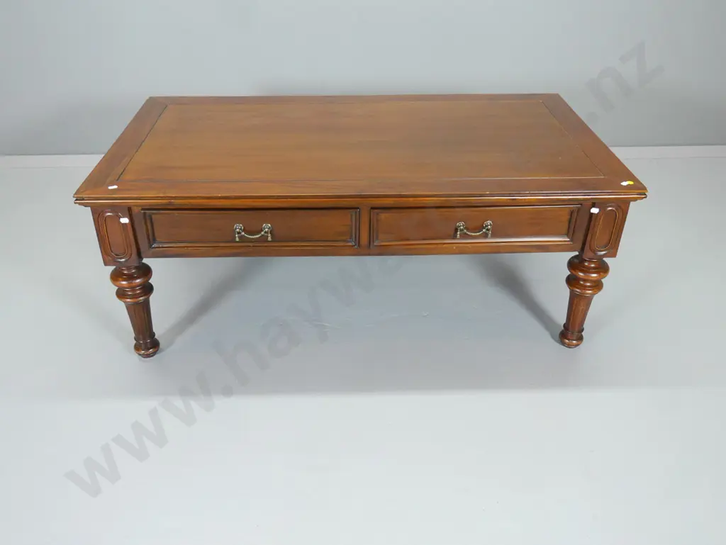 solid wood reproduction coffee table with brass drop handles H-470 W-1200 D-660 Image 1++