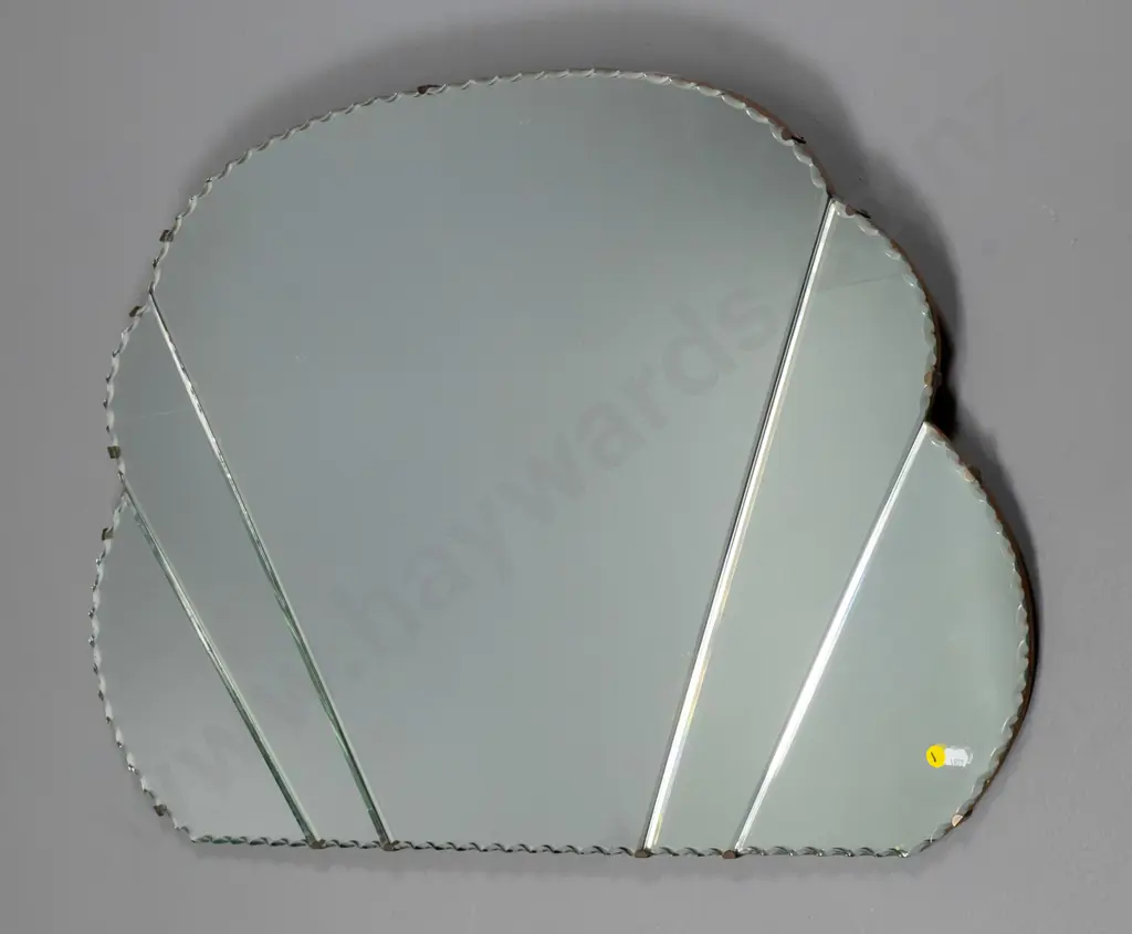 deco multi-sectioned scalloped edge wall mirror H-560 W-850 Image 1++