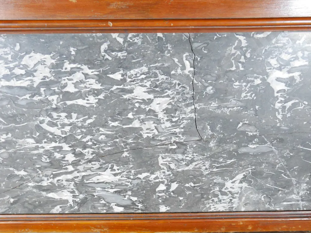 vintage wash-stand w/marble top & back, carved lintel, 2 drawer, cupboard, porcelain casters. H1260 W1070 D190 Image 1++