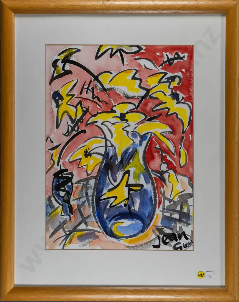 Jean Gunn - framed watercolour - flowers H-400 W-280 Image 1++