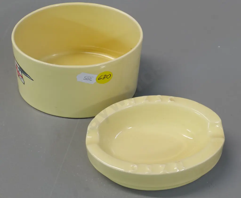 New Zealand Steamship Co. 2-piece cigarette/match holder and ashtray lid H-90 L-120 Image 1++
