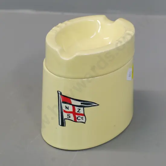 New Zealand Steamship Co. 2-piece cigarette/match holder and ashtray lid H-90 L-120