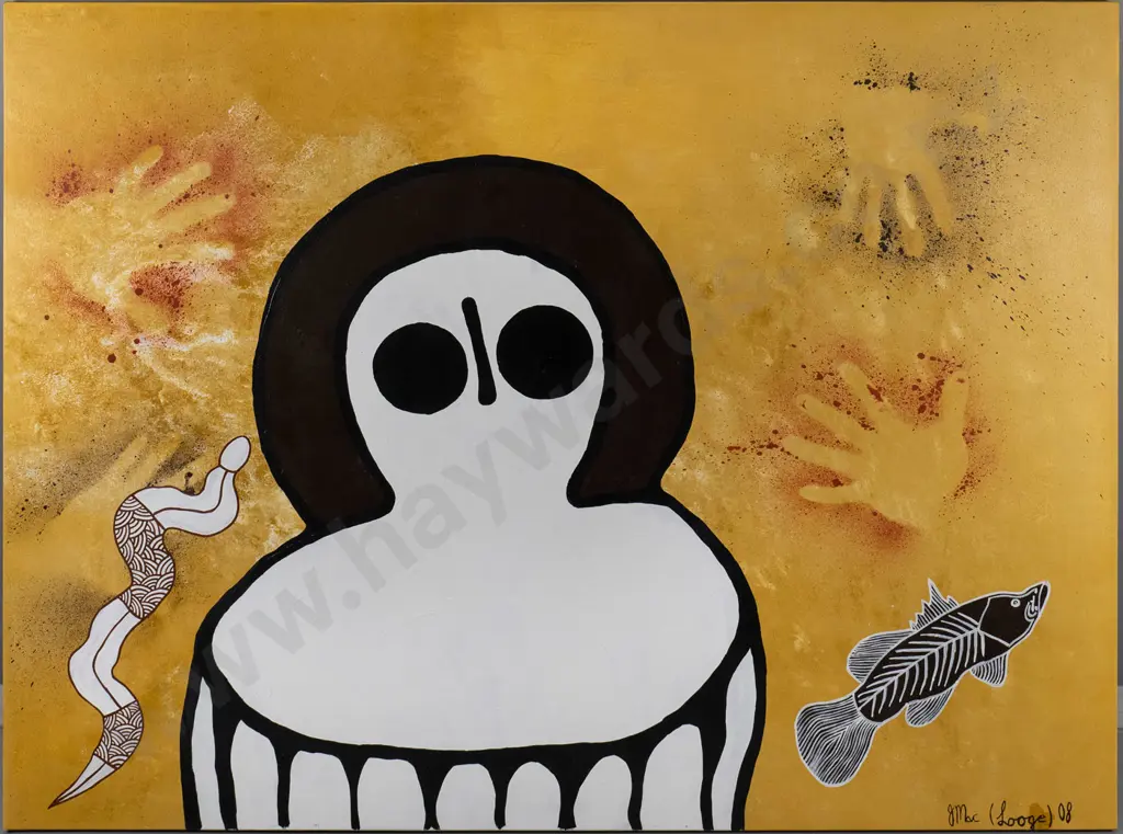 boxed oil on canvas -  Aboriginal themes H-910 W-1230 Image 1++