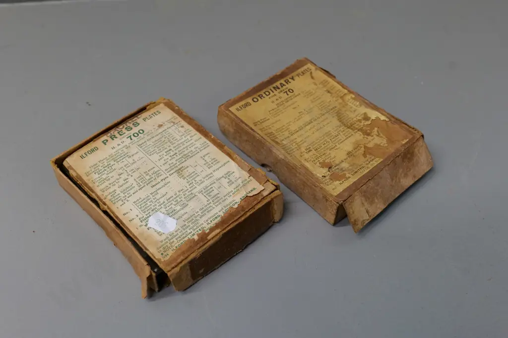 2 boxes of quarter plate glass negatives, photographer unknown - athletics, naval, advertisements, etc. Image 1++