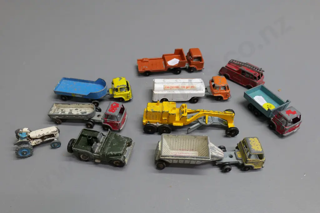 assorted miniature Fun Ho vehicles and one other tractor - overall wear and tear Image 1++