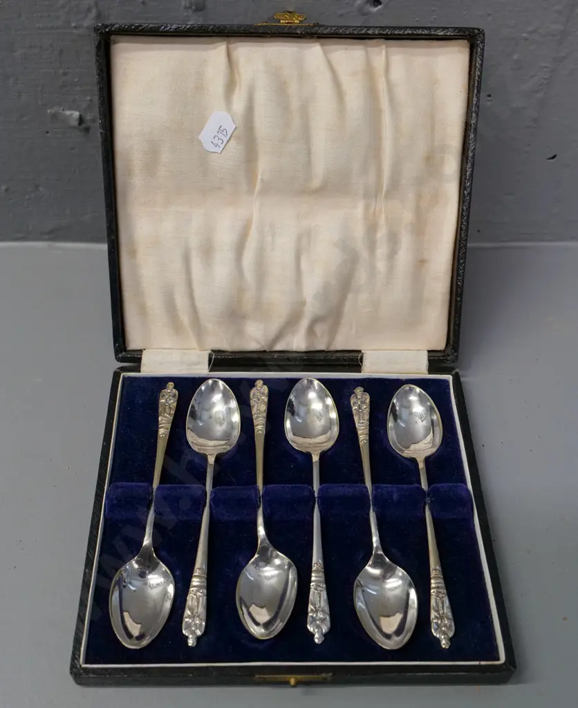 cased set of 6 English plated apostle teaspoons Image 1++