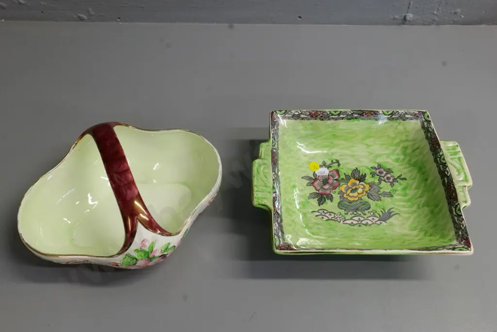 Arthur Wood floral bowl W-260 and a Maling thumbprint basket bowl Image 1++