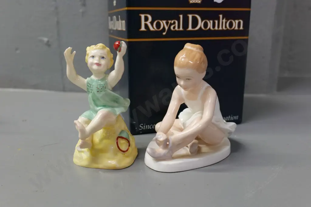 Royal Doulton Ballet Shoes figurine with original box and Royal Worcester Sunshine Days figurine H-100 Image 1++