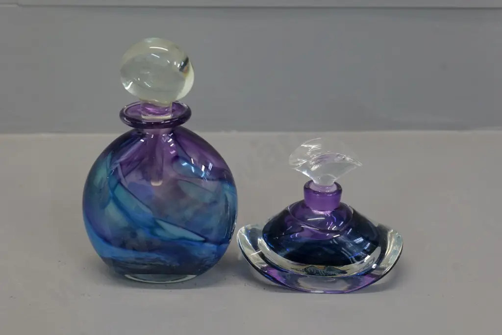 2 art glass scent bottles, one signed 'M Williams' other has illegible signature, H-130 Image 1++