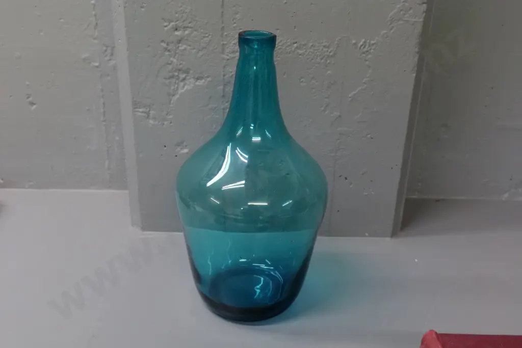 teal blue glass demi-John vase H-420 Diameter 200 Image 1++