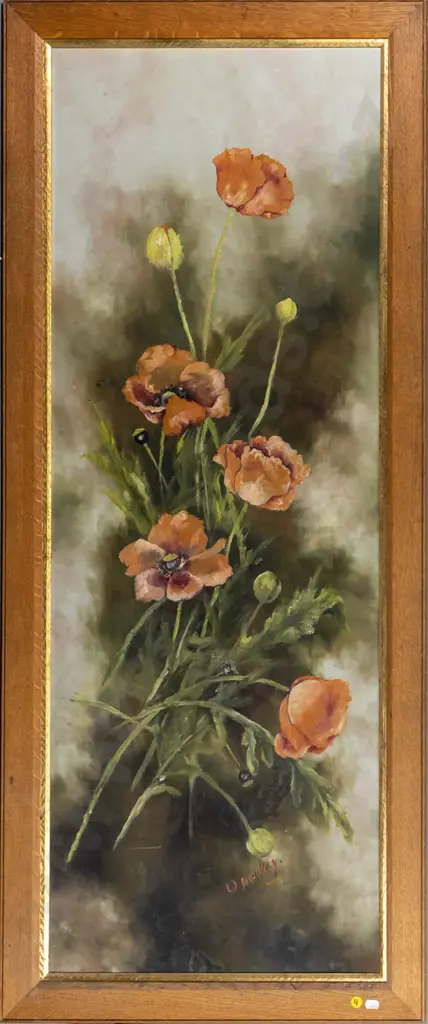Q MacKay - framed oil - poppies H-1180 W-430 Image 1++