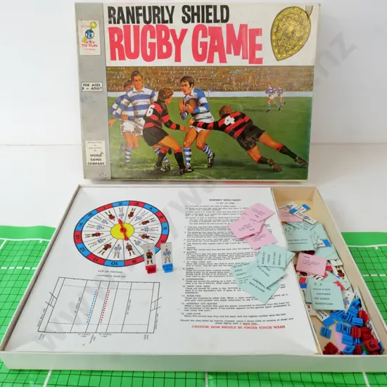 Ranfurly Shield rugby board game - wrinkles to 'field' and minor wear to box