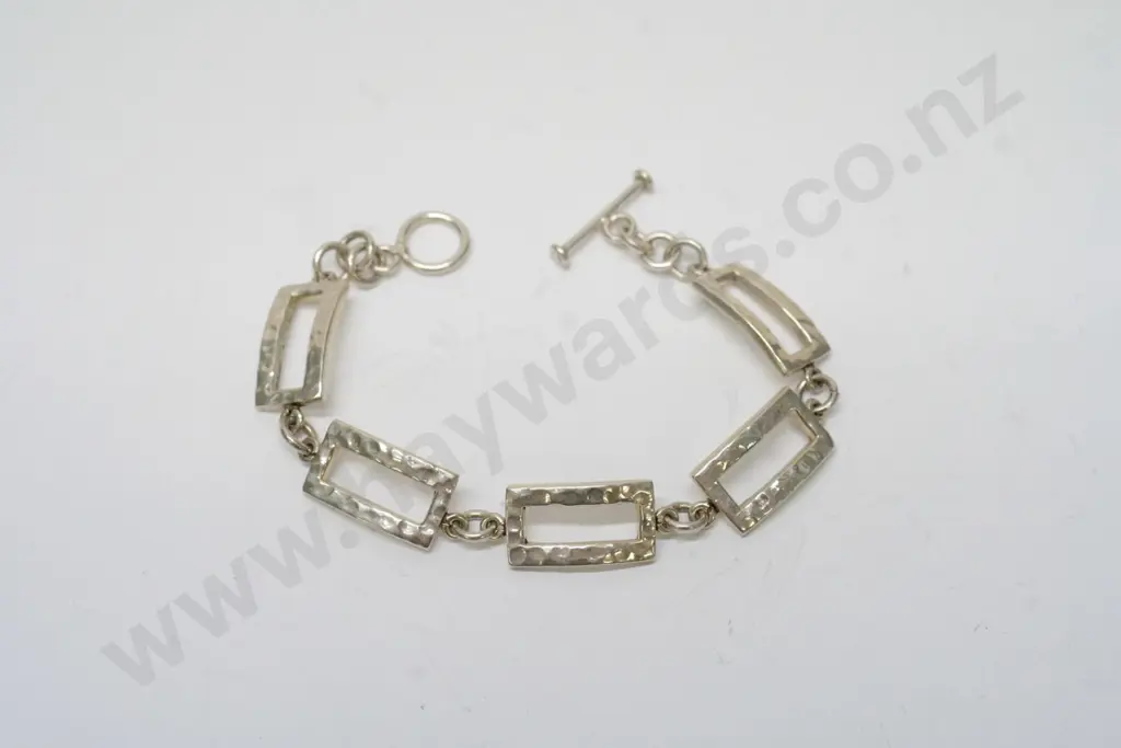 silver rectangle link bracelet stamped 925 Image 1++