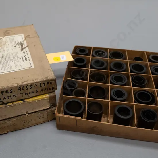 EA Philips? photography items - 3 boxes of glass plate negatives and box of 35mm rolls - misc. personal subjects
