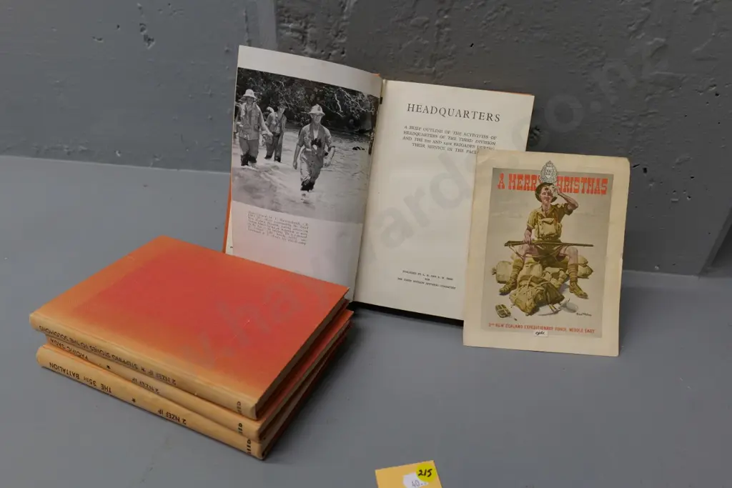 4 books - NZEF official histories, no dust covers 29th, 35th & 37th battalions, 3rd div. HQ - and a vintage 1941 card Image 1++
