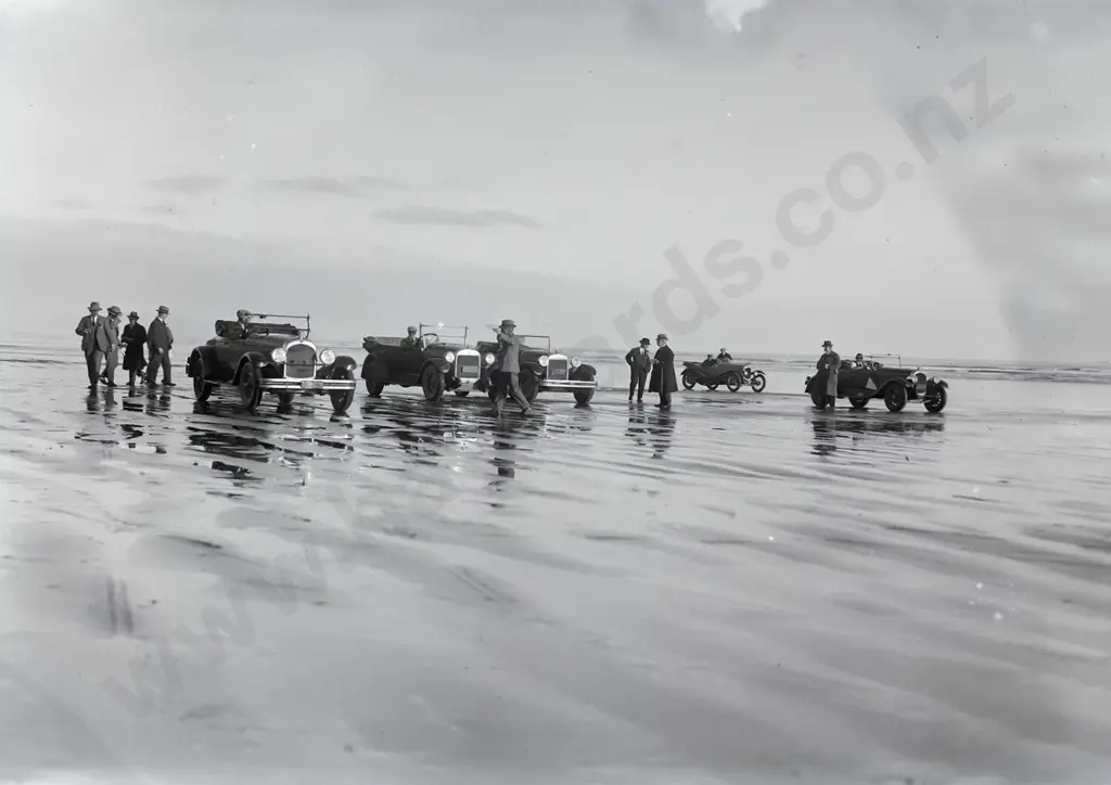 EA Philips studio? 3 boxes glass plate negatives: 1927 Oreti Beach motor races, Bluff, Stewart Island, etc. Image 1++