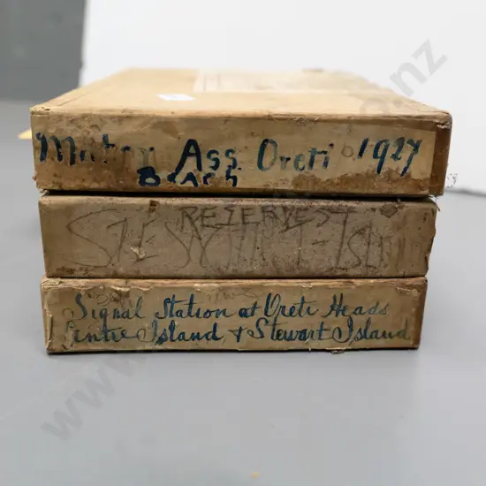 EA Philips studio? 3 boxes glass plate negatives: 1927 Oreti Beach motor races, Bluff, Stewart Island, etc.