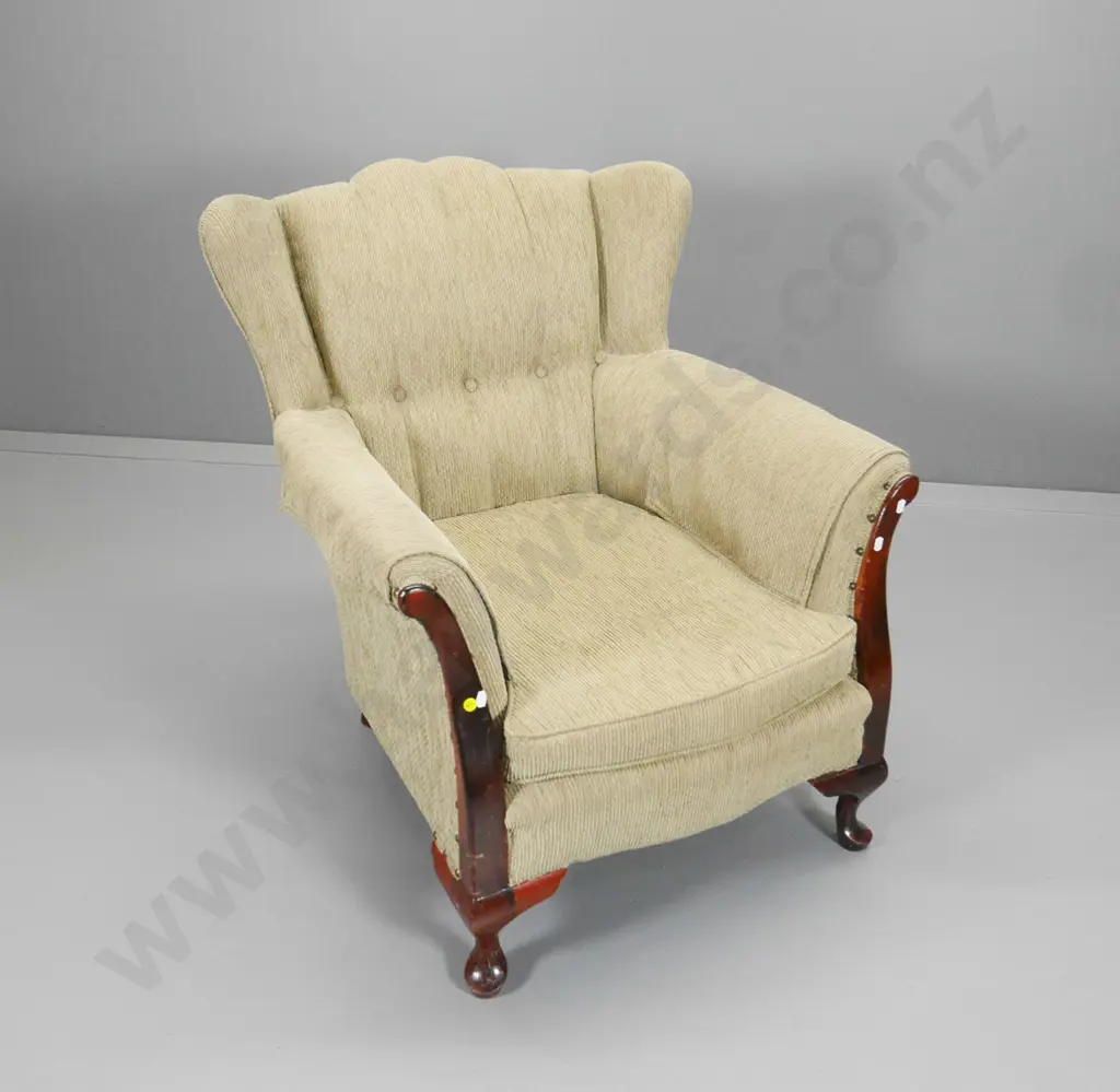 mahogany framed traditional style fan-back armchair with studding - marks to polish H-830 W-720 D-860 Image 1++