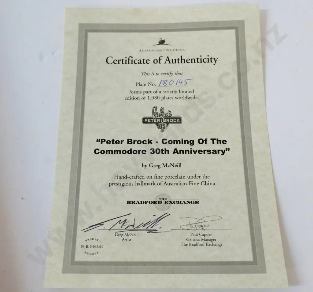 Bradford Exchange Peter Brock collector's plate D-300, in original box - 2010, 30th anniversary Image 1++