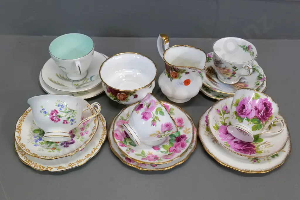 Royal Albert teaware - 5 trios and an Old Country Roses cream & sugar Image 1++