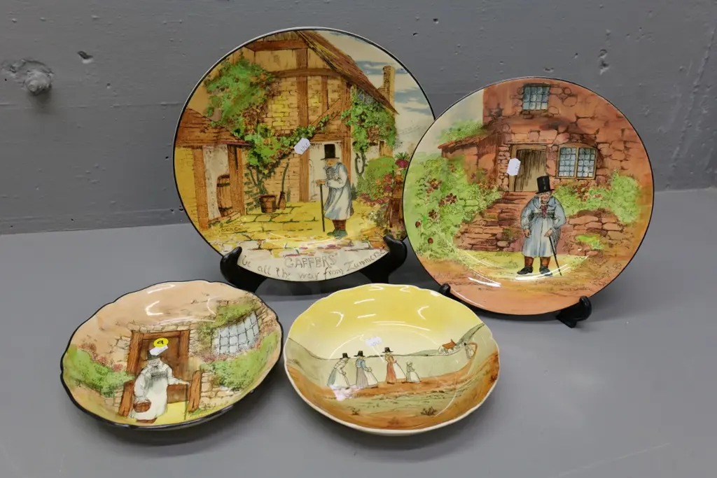 4 pieces of Royal Doulton china - 3 Gaffers, larger plate is D-270, and one Welsh women bowl Image 1++
