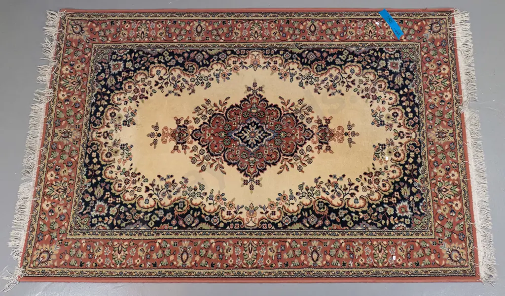 wool Persian style floor rug - red, cream & black L-1850 W-1320 Image 1++