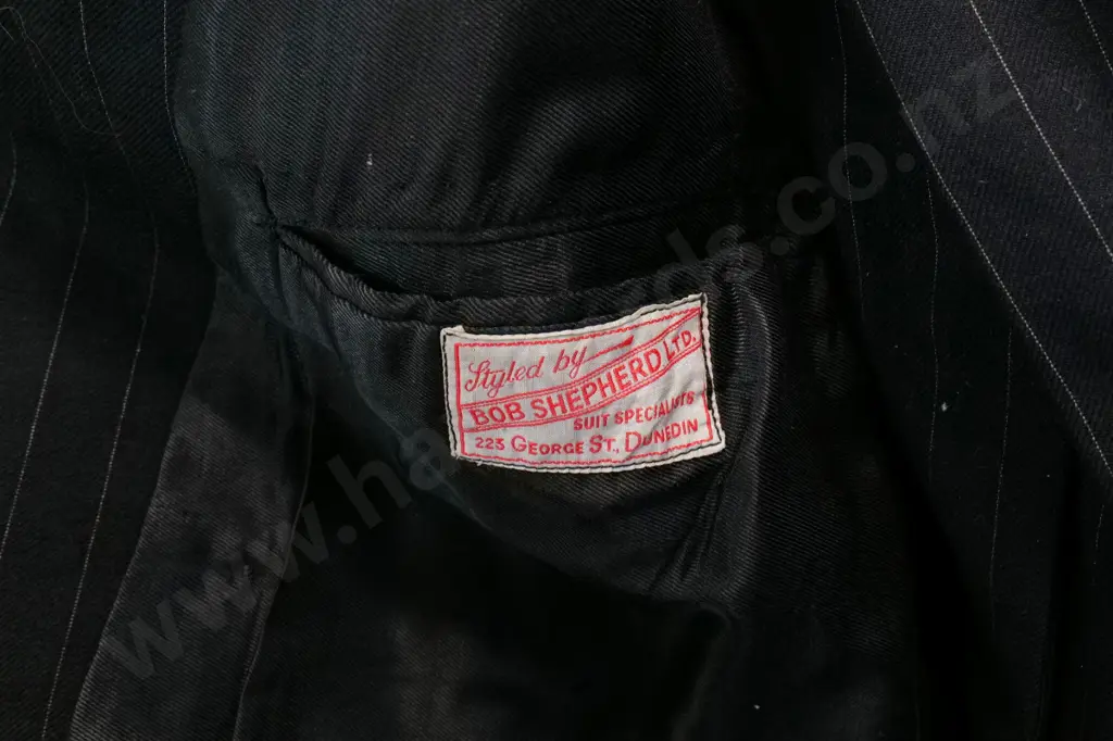 vintage pin-stripe double breasted man's suit with Bob Shepherd Dunedin label Image 1++