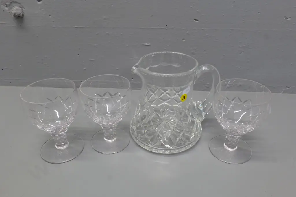 cut crystal items - 3 Stuart goblets and Webb-Corbett jug H-160 Image 1++