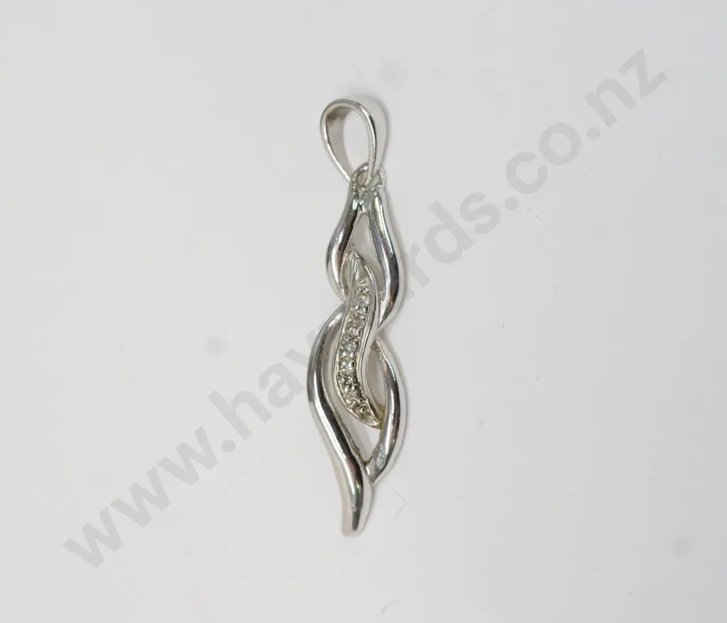 silver cz pendant stamped 925 no chain Image 1++