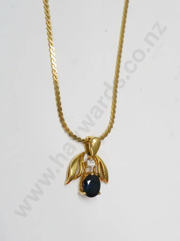 sapphire necklace chain stamped 750 Image 1++